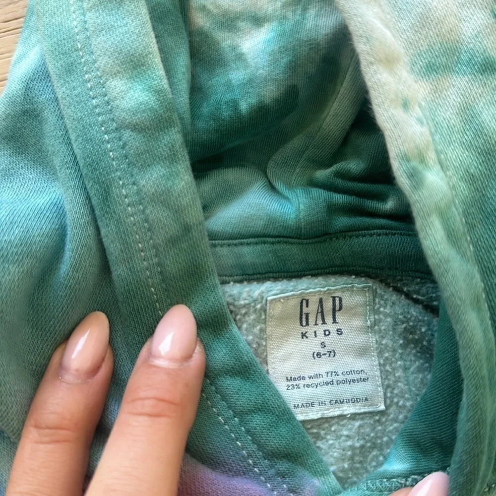 Gap KIDS Green & blue Tie-Dye hoodie sweater S 6/7